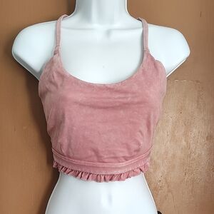 JoyLab Dusty Pink Ruffled Crop Top